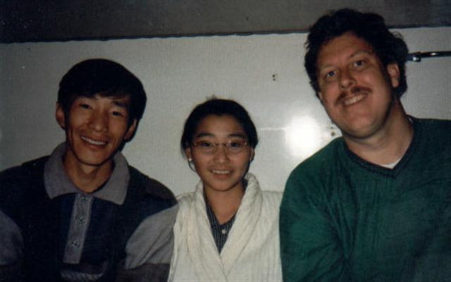 Naraa, Bagii, and Brian on train in Darkhan