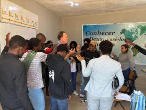 Prayer at end of training, Angola